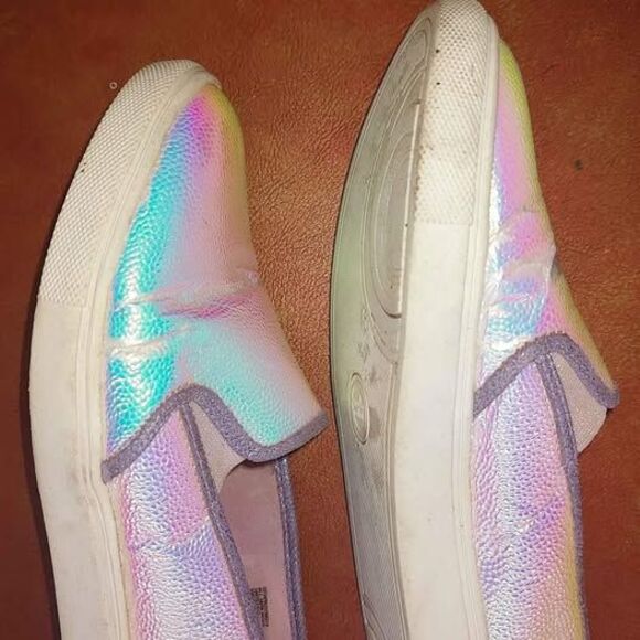 Wonder Nation womens teen loafers sz 5 slip on shoes like dudes iridescent color - Picture 3 of 4